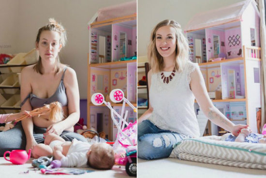 Doğum Sonrası Depresyonu Sadece İki Fotoğrafla Çarpıcı Biçimde Ortaya Koyan Anne
